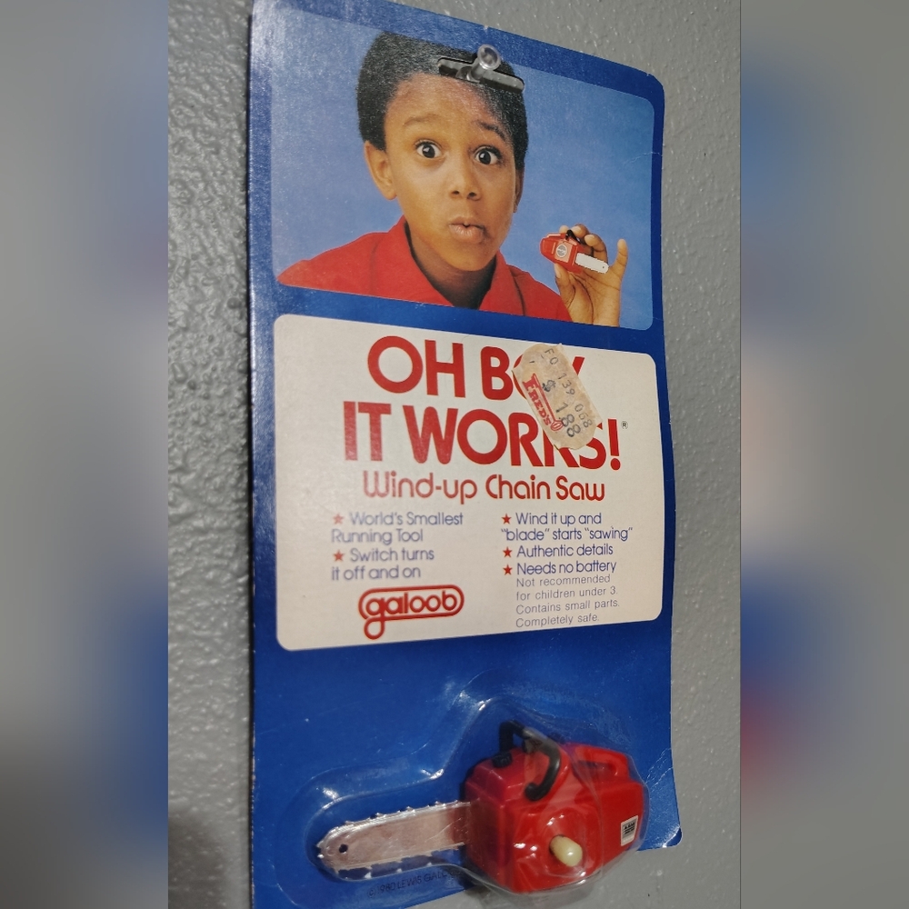 VTG - Galoob Wind-up Chain Saw Toy "Oh Boy It Works"